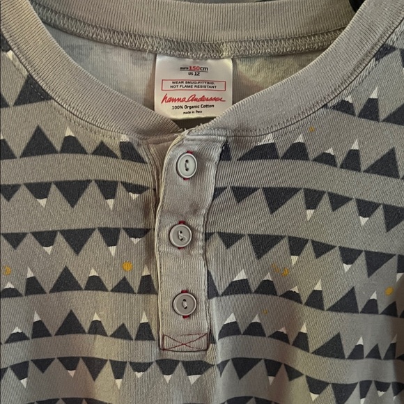 Hanna Anderson Gray Geometric Patterned Pajama Set US size 12 - Picture 3 of 7